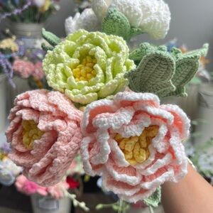 Handmade Peony Crochet Flower